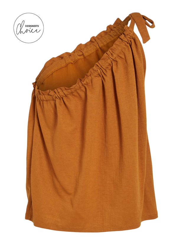 Asymmetric Mustard Linen Top for Women – Stylish Blouse for Casual and Formal Occasions