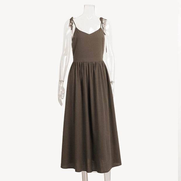 Backless Cotton Dress with Gentle Machine Wash – Comfortable and Stylish-Cramta