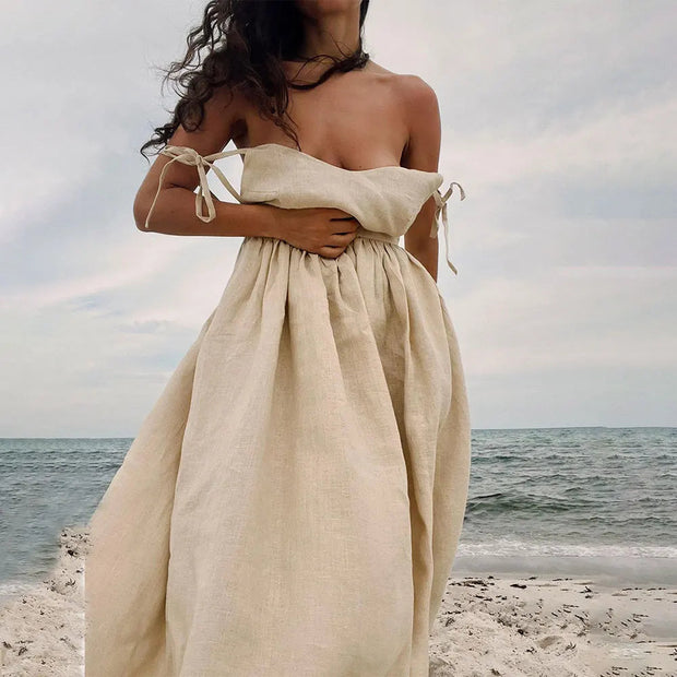 Backless Cotton Dress with Gentle Machine Wash – Comfortable and Stylish-Cramta