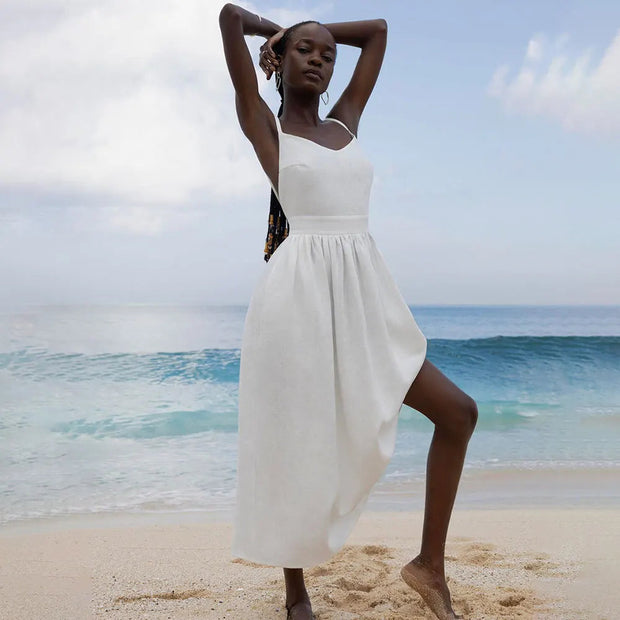 Backless Cotton Dress with Gentle Machine Wash – Comfortable and Stylish-Cramta