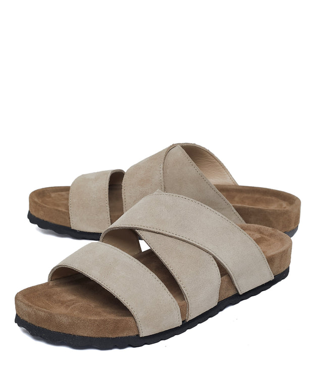 Beige Suede Sandals for Men and Women – Comfortable Summer Footwear with Durable Rubber Sole