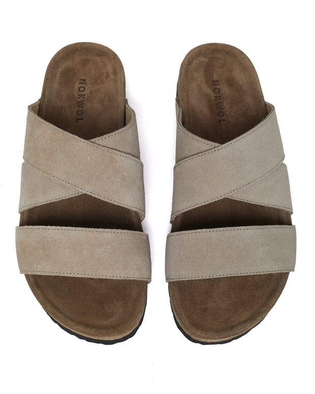 Beige Suede Sandals for Men and Women – Comfortable Summer Footwear with Durable Rubber Sole