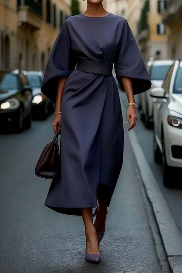 Belted Long Sleeve Maxi Dress for Women – Elegant Floral Design, Comfortable Fit, Perfect for Any Occasion 0