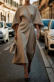 Belted Long Sleeve Maxi Dress for Women – Elegant Floral Design, Comfortable Fit, Perfect for Any Occasion 1