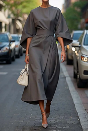Belted Long Sleeve Maxi Dress for Women – Elegant Floral Design, Comfortable Fit, Perfect for Any Occasion 4