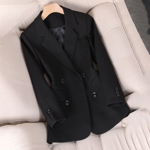 Black Blazer for Women - Tailored Double-Breasted Design for Professional and Smart-Casual Style