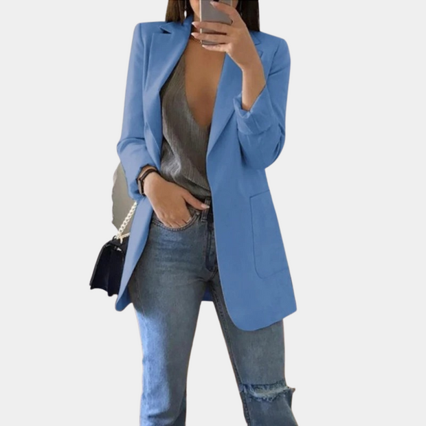 Black Blazer for Women - Tailored Office and Evening Wear, Elegant Polyester Blend, Structured Silhouette, Comfortable Fit