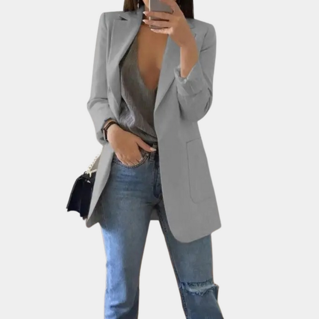 Black Blazer for Women - Tailored Office and Evening Wear, Elegant Polyester Blend, Structured Silhouette, Comfortable Fit