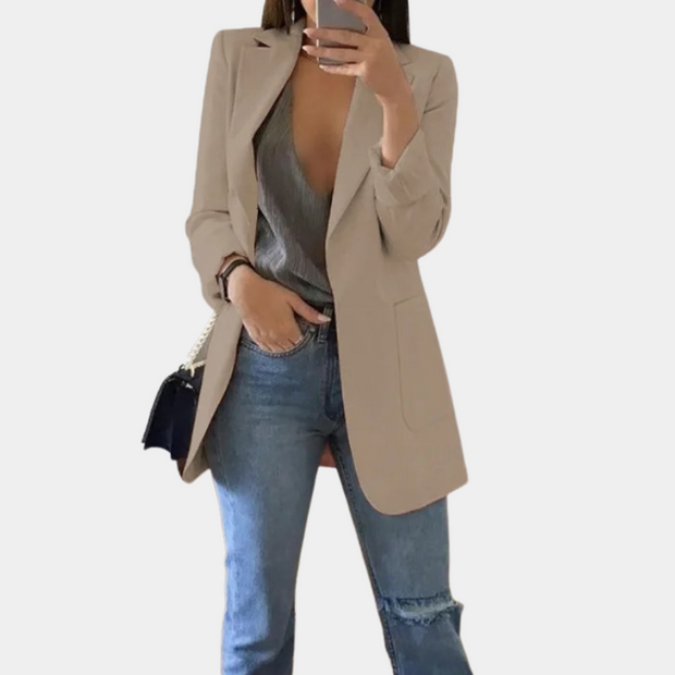 Black Blazer for Women - Tailored Office and Evening Wear, Elegant Polyester Blend, Structured Silhouette, Comfortable Fit