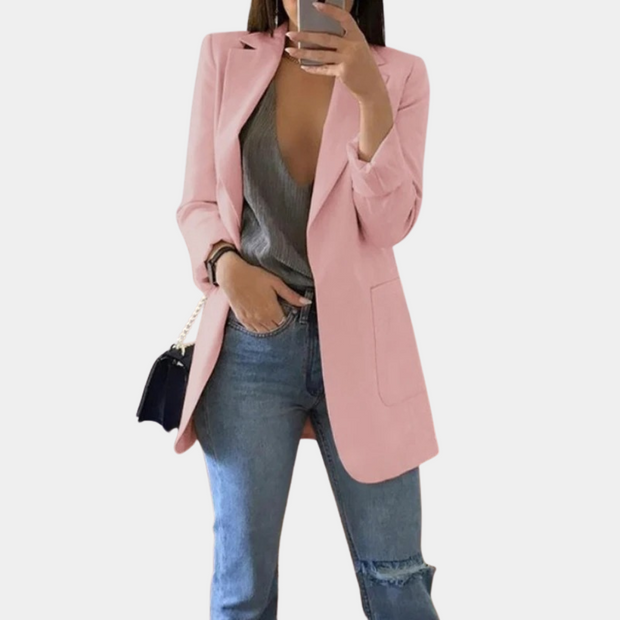 Black Blazer for Women - Tailored Office and Evening Wear, Elegant Polyester Blend, Structured Silhouette, Comfortable Fit