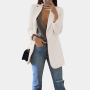 Black Blazer for Women - Tailored Office and Evening Wear, Elegant Polyester Blend, Structured Silhouette, Comfortable Fit
