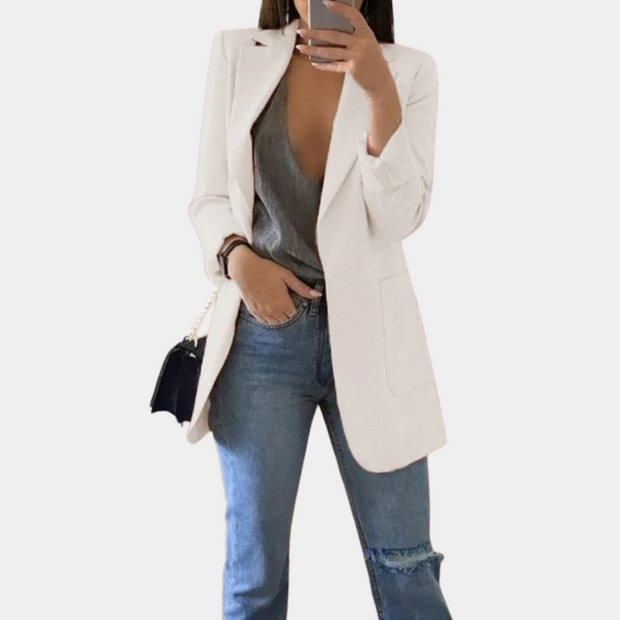 Black Blazer for Women - Tailored Office and Evening Wear, Elegant Polyester Blend, Structured Silhouette, Comfortable Fit