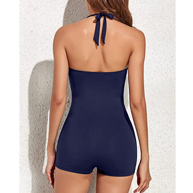 Black One Piece Swimsuit for Women - Stylish Boyleg Design, Comfortable and Flattering One Piece Bathing Suit-Cramta