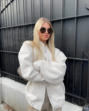 Black Wool Coat for Women, Oversized Wool Blend Jacket with Dropped Shoulders, Warm Winter Outerwear
