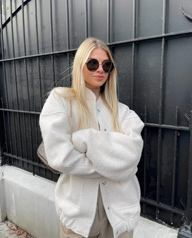 Black Wool Coat for Women, Oversized Wool Blend Jacket with Dropped Shoulders, Warm Winter Outerwear
