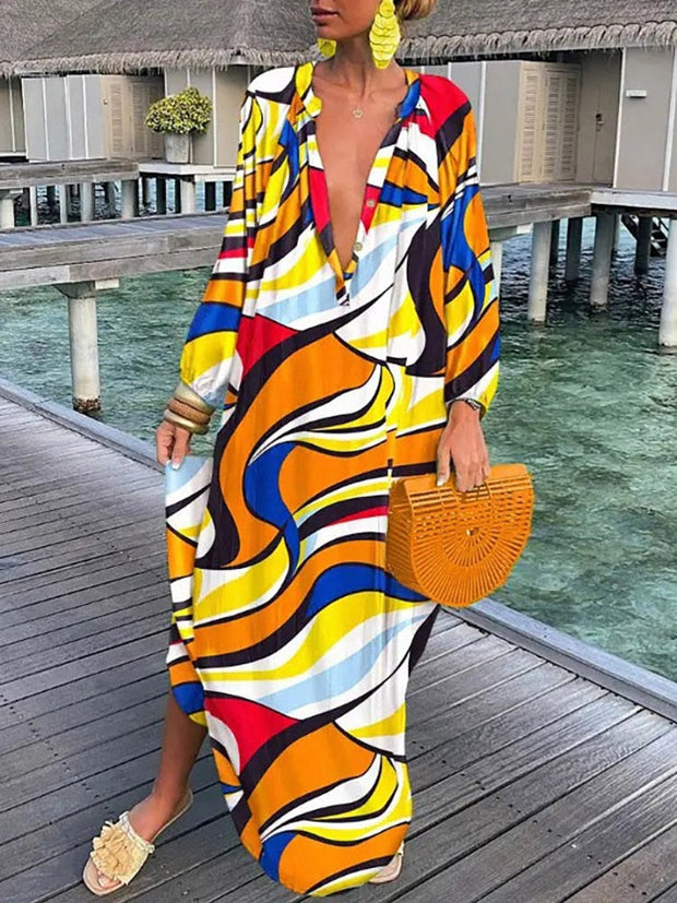 Boho Maxi Dress with High-Quality Polyester Fabric – Perfect for Any Occasion-Cramta