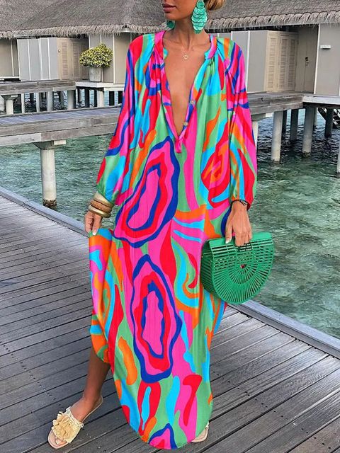 Boho Maxi Dress with High-Quality Polyester Fabric – Perfect for Any Occasion-Cramta