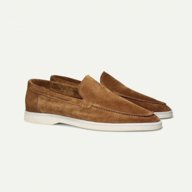 Brown Suede Loafers for Men - Comfortable Slip-On Moc Toe Loafer Shoes