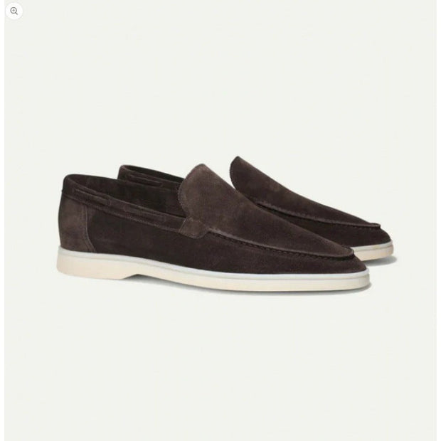 Brown Suede Loafers for Men - Comfortable Slip-On Moc Toe Loafer Shoes