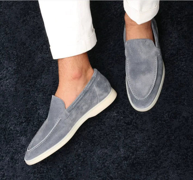 Brown Suede Loafers for Men - Comfortable Slip-On Moc Toe Loafer Shoes