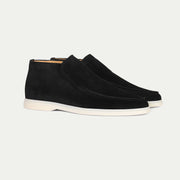 Brown Suede Slip-On Mocs with Lightweight Contrast Soles for Versatile Style