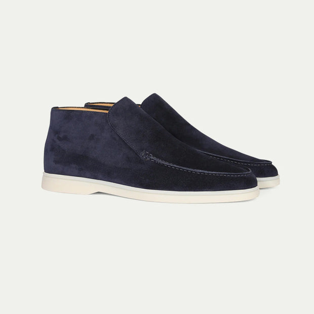 Brown Suede Slip-On Mocs with Lightweight Contrast Soles for Versatile Style