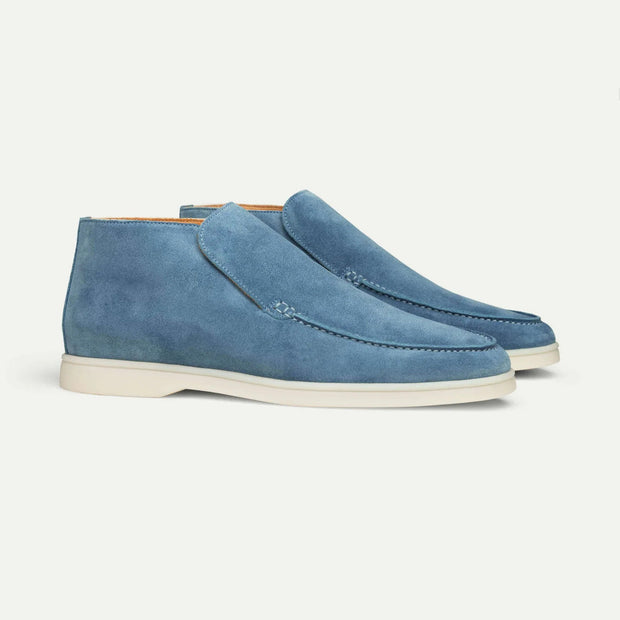 Brown Suede Slip-On Mocs with Lightweight Contrast Soles for Versatile Style