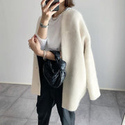 Brushed Wool Women's Cardigan with Snap Closures – Elegant Layering Piece for All Occasions