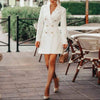 Chic Blazer Mini Dress with Double-Breasted Front and Flap Pockets – Perfect for Cold Weather-Cramta