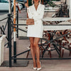 Chic Blazer Mini Dress with Double-Breasted Front and Flap Pockets – Perfect for Cold Weather-Cramta