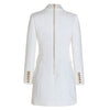 Chic Blazer Mini Dress with Double-Breasted Front and Flap Pockets – Perfect for Cold Weather-Cramta