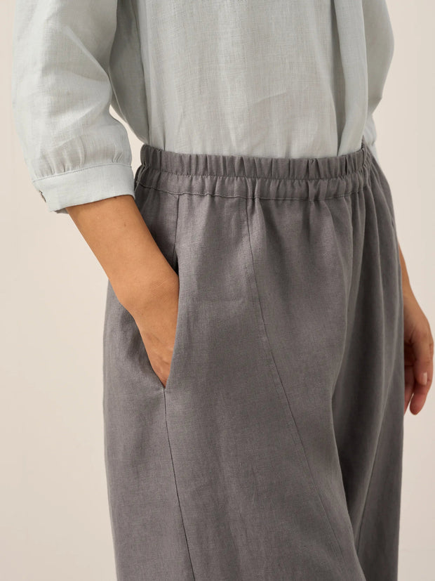 Classic Ankle Pants for Women - 100% Linen, Relaxed Fit with Elastic Waist