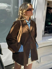 Classic Brown Suede Jacket for Men - Size L, Timeless Elegance and Versatile Style