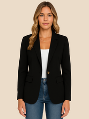Classic Tailored Womens Blazer with Single-Button Closure - Elegant Fit and Functional Pockets