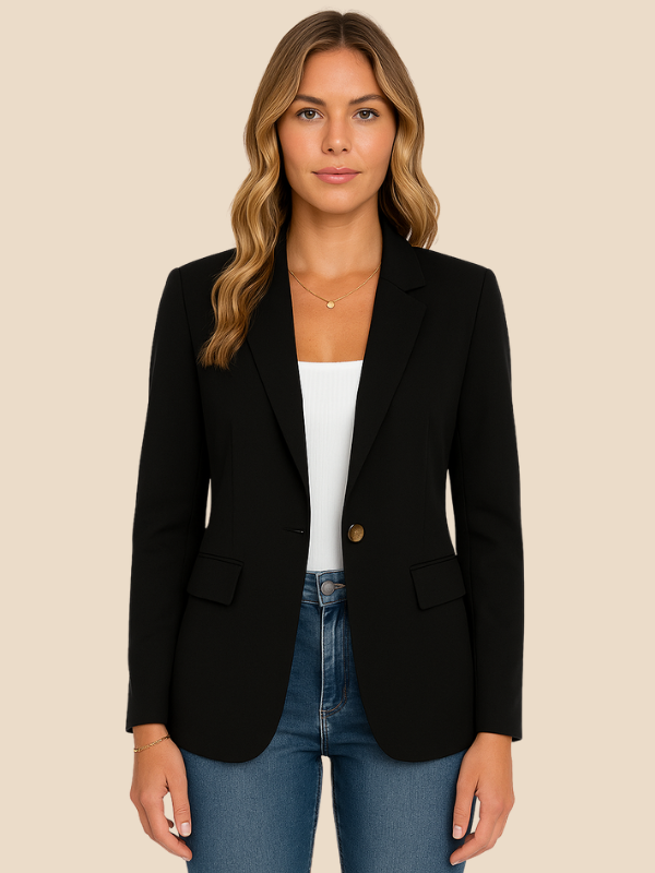Classic Tailored Womens Blazer with Single-Button Closure - Elegant Fit and Functional Pockets