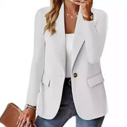 Classic Tailored Womens Blazer with Single-Button Closure - Elegant Fit and Functional Pockets