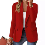 Classic Tailored Womens Blazer with Single-Button Closure - Elegant Fit and Functional Pockets