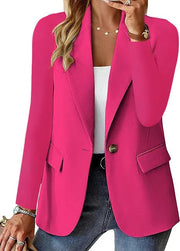 Classic Tailored Womens Blazer with Single-Button Closure - Elegant Fit and Functional Pockets