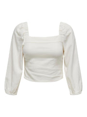 Cream Linen Smock Top - Lightweight Women's Blouse Ideal for Summer, Relaxed Fit Summer Tops for Women
