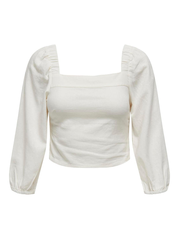 Cream Linen Smock Top - Lightweight Women's Blouse Ideal for Summer, Relaxed Fit Summer Tops for Women
