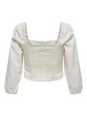Cream Linen Smock Top - Lightweight Women's Blouse Ideal for Summer, Relaxed Fit Summer Tops for Women