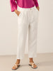 Cropped Linen Pants for Women, Relaxed Fit Lightweight Straight Leg Design - Casual Capris in Off White