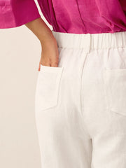 Cropped Linen Pants for Women, Relaxed Fit Lightweight Straight Leg Design - Casual Capris in Off White