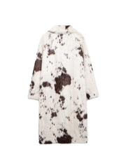 Dallas Faux Fur Cow Print Coat – Cozy Longline Jacket for Bold Fashion Statements