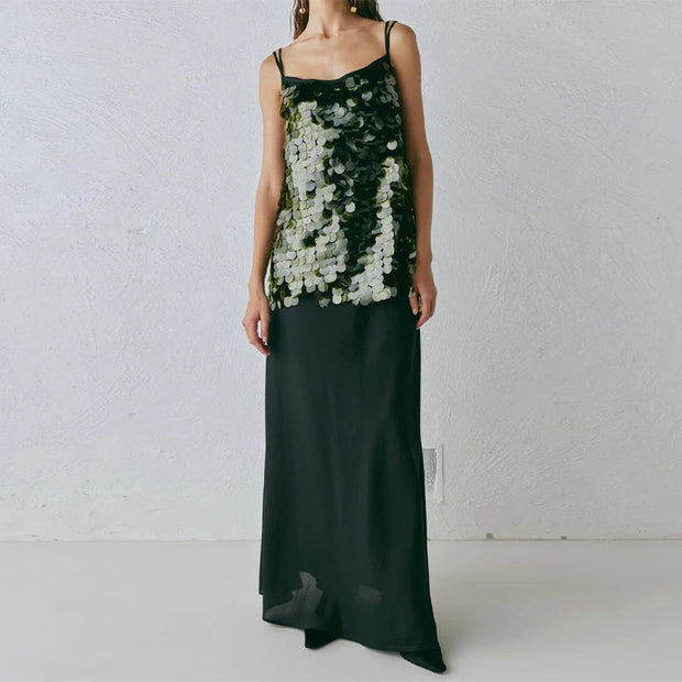 Elegant Anna Sequin Dress for Women – Polyester with Slight Stretch, Available in Multiple Sizes-Cramta