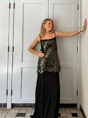 Elegant Anna Sequin Dress for Women – Polyester with Slight Stretch, Available in Multiple Sizes-Cramta