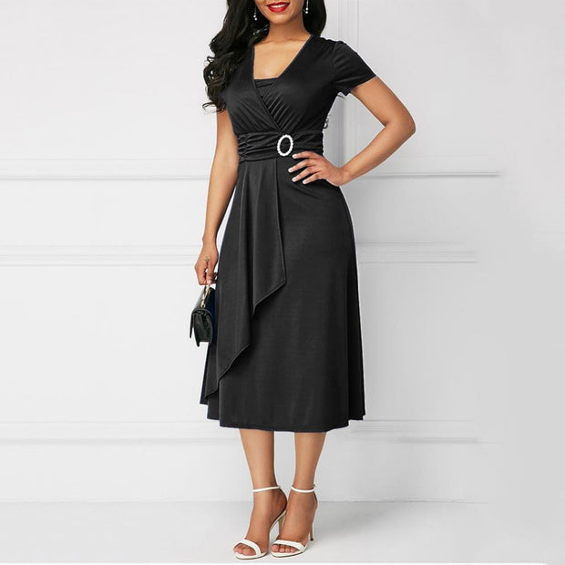 Elegant Asymmetric Long Dress for Women in High-Quality Polyester – Versatile Ladies Dress for Any Occasion-Cramta