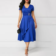 Elegant Asymmetric Long Dress for Women in High-Quality Polyester – Versatile Ladies Dress for Any Occasion-Cramta