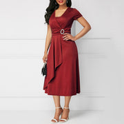 Elegant Asymmetric Long Dress for Women in High-Quality Polyester – Versatile Ladies Dress for Any Occasion-Cramta