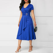 Elegant Asymmetric Long Dress for Women in High-Quality Polyester – Versatile Ladies Dress for Any Occasion-Cramta